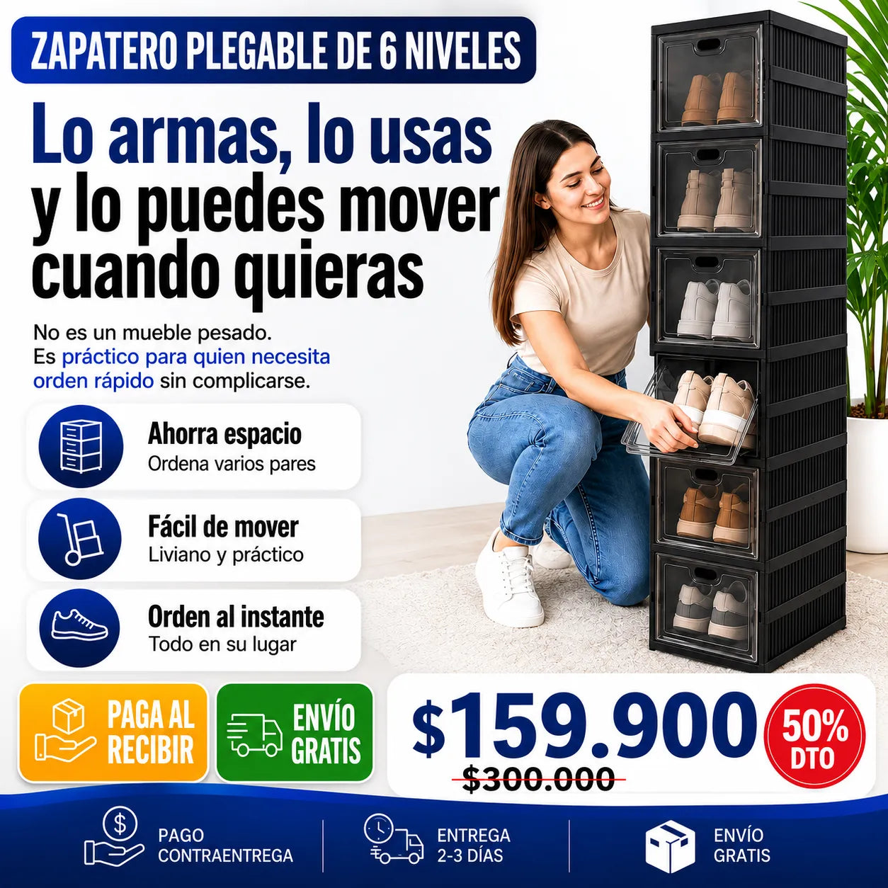 ZAPATERO PLEGABLE DE 6 NIVELES